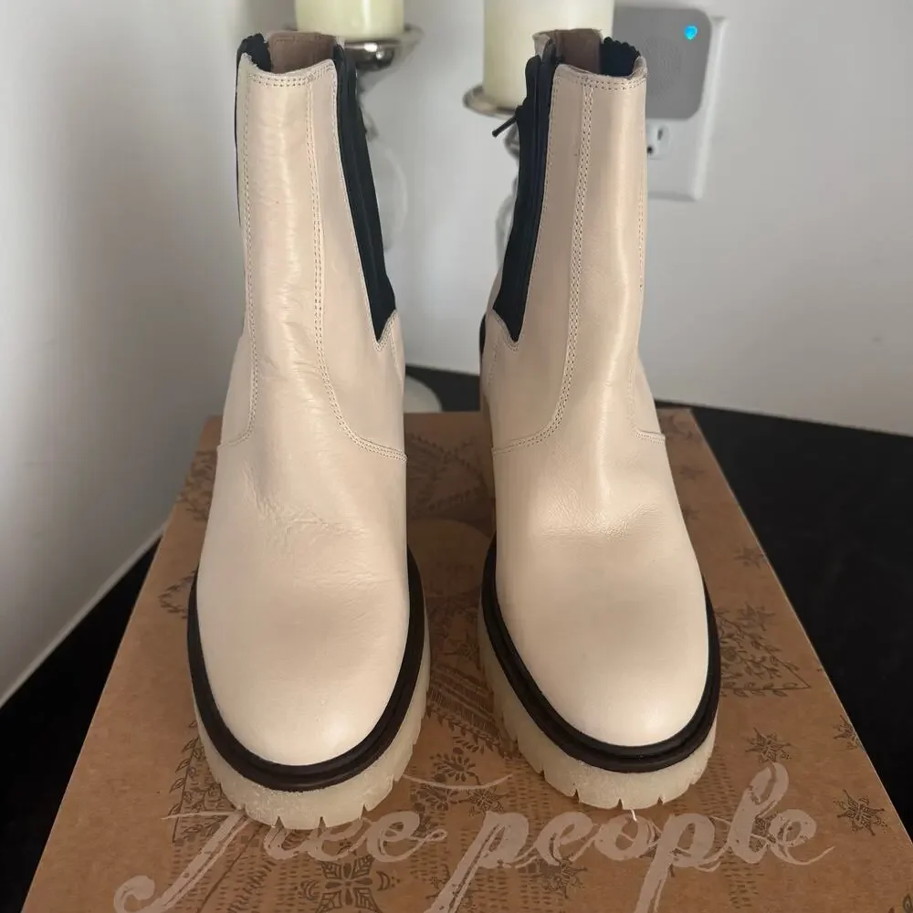 Free People Leather James Chelsea Boot in White
